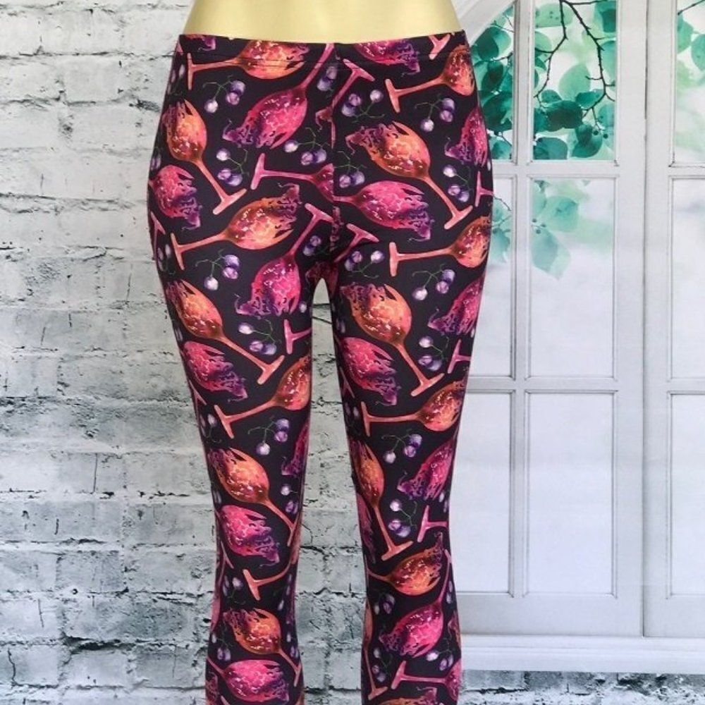 Wine Glasses Grapes  Adult Leggings…